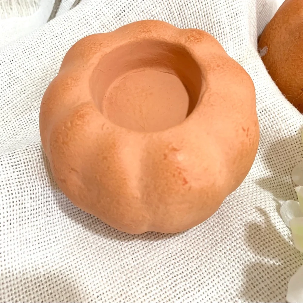Threshold Orange Pumpkin Candle Holder 3Pc Set NWT